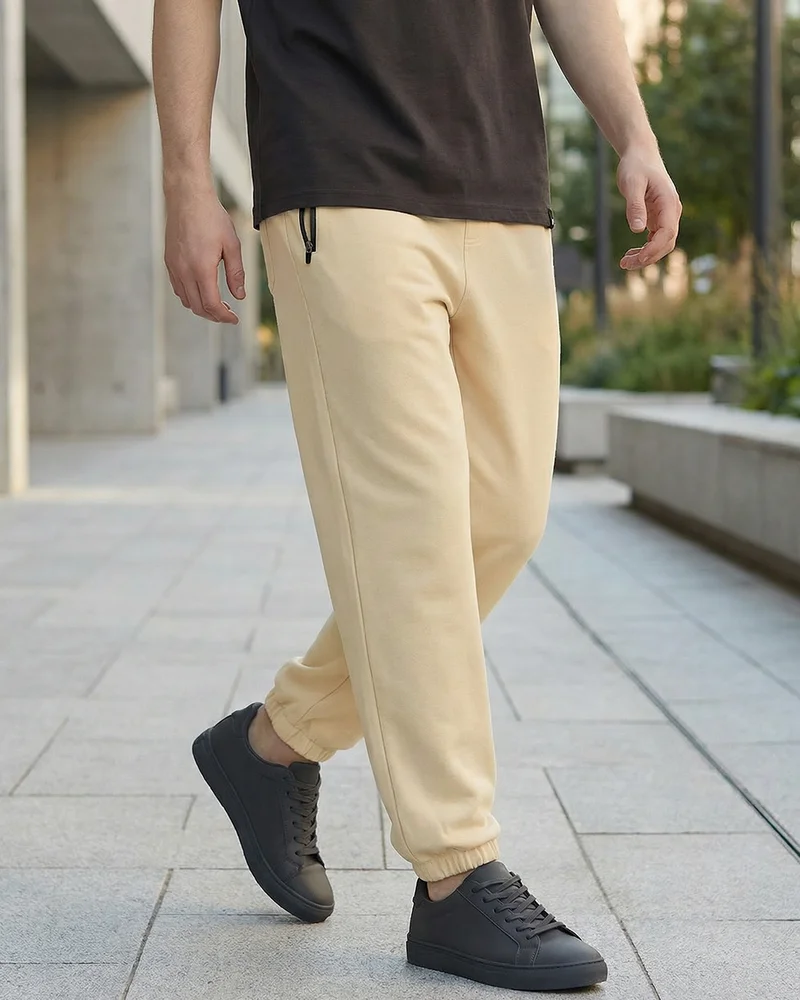 bewakoof Men's Brown Oversized Warm Joggers